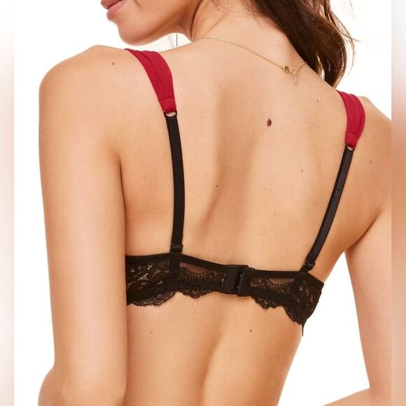 EUC Adore Me Women's Lace Clairabelle Underwire Contour Demi Plus Bra Red SZ 44D - Picture 6 of 15